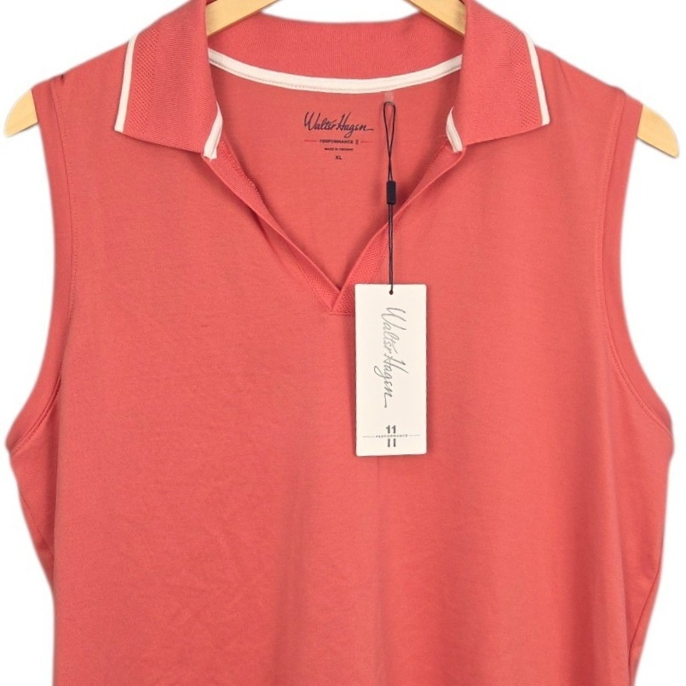 Walter Hagen Golf Polo Womens XL Pink Rouge Sleeveless Tank Performance P11 NWT